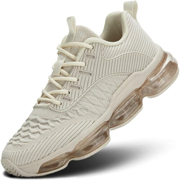 Shoes - Women's Khaki Air Cushion Running Shoes Fashion Tennis Sneakers For Gym Fitness